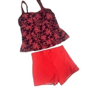 NWOT Women’s 2 Piece Swim 12/14 Lands End Lined Tankini Floral Top Venus Bottom